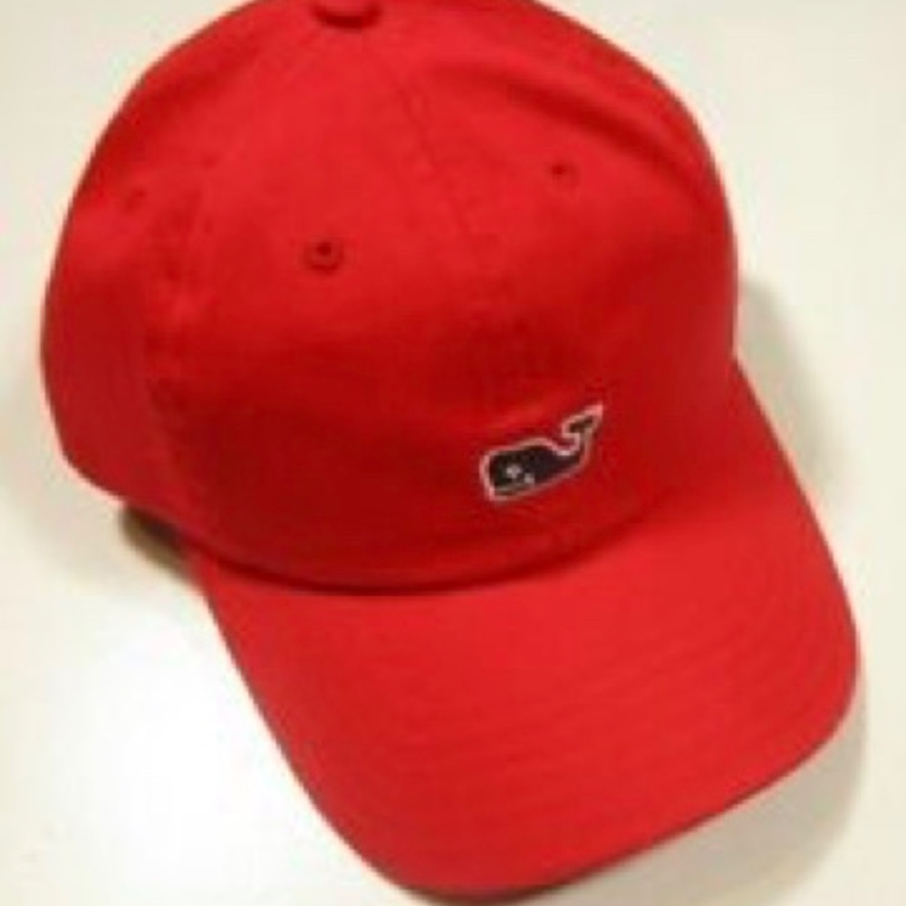 Red Vineyard Vines Gingham check baseball cap